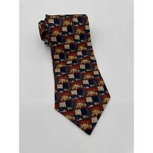 Fumagalli's Studio Silk Tie Geometric Pattern Red Blue Gold Made in Italy